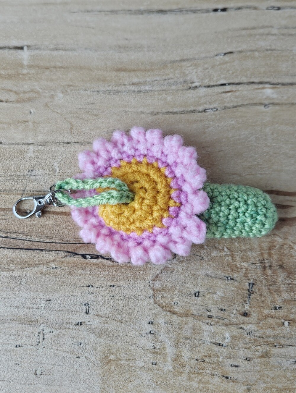 Handmade Flower Lip Balm Keychain - Pink